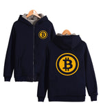 Digital currency Bitcoin Logo Thick Hoodies Sweatshirts With Zipper Winter Warm Thickened Zip-Up Funny bitcoin logo Clothing - Crypto gear and stuff