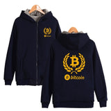 Digital currency Bitcoin Logo Thick Hoodies Sweatshirts With Zipper Winter Warm Thickened Zip-Up Funny bitcoin logo Clothing - Crypto gear and stuff