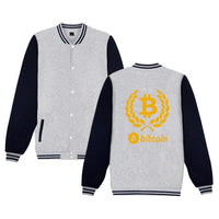 Digital currency Bitcoin Logo baseball jacket fashion style  hoodies men Prevailing bitcoin logoJacket 4XL plus size - Crypto gear and stuff