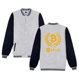 Digital currency Bitcoin Logo baseball jacket fashion style  hoodies men Prevailing bitcoin logoJacket 4XL plus size - Crypto gear and stuff
