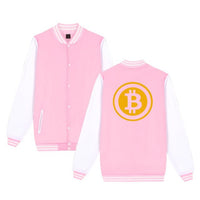 Digital currency Bitcoin Logo baseball jacket fashion style  hoodies men Prevailing bitcoin logoJacket 4XL plus size - Crypto gear and stuff