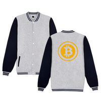 Digital currency Bitcoin Logo baseball jacket fashion style  hoodies men Prevailing bitcoin logoJacket 4XL plus size - Crypto gear and stuff