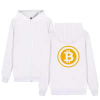 Digital currency Bitcoin Logo Hoodies Zipper Funny Hoodies Cartoon Clothing Plus Size Black White bitcoin logo CLothes - Crypto gear and stuff