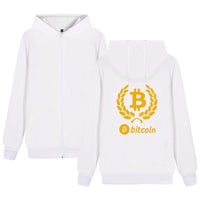 Digital currency Bitcoin Logo Hoodies Zipper Funny Hoodies Cartoon Clothing Plus Size Black White bitcoin logo CLothes - Crypto gear and stuff