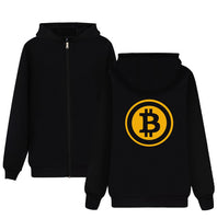 Digital currency Bitcoin Logo Hoodies Zipper Funny Hoodies Cartoon Clothing Plus Size Black White bitcoin logo CLothes - Crypto gear and stuff