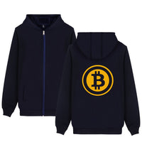 Digital currency Bitcoin Logo Hoodies Zipper Funny Hoodies Cartoon Clothing Plus Size Black White bitcoin logo CLothes - Crypto gear and stuff