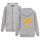 Digital currency Bitcoin Logo Hoodies Zipper Funny Hoodies Cartoon Clothing Plus Size Black White bitcoin logo CLothes - Crypto gear and stuff