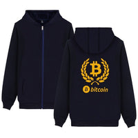 Digital currency Bitcoin Logo Hoodies Zipper Funny Hoodies Cartoon Clothing Plus Size Black White bitcoin logo CLothes - Crypto gear and stuff