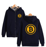 Beautiful Bitcoin Hoodies With Zipper Print Bitcoin Casual Thick Warm Winter Hooded Sweatshirts - Crypto gear and stuff