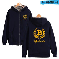 Beautiful Bitcoin Hoodies With Zipper Print Bitcoin Casual Thick Warm Winter Hooded Sweatshirts - Crypto gear and stuff