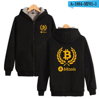 Beautiful Bitcoin Hoodies With Zipper Print Bitcoin Casual Thick Warm Winter Hooded Sweatshirts - Crypto gear and stuff