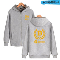 Beautiful Bitcoin Hoodies With Zipper Print Bitcoin Casual Thick Warm Winter Hooded Sweatshirts - Crypto gear and stuff