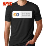 Casual T Shirts BTC & LTC Bitcoin & Litecoin Accepted Here Basic T-Shirt Men Relax Fit Short Sleeve Tee shirt - Crypto gear and stuff