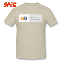 Casual T Shirts BTC & LTC Bitcoin & Litecoin Accepted Here Basic T-Shirt Men Relax Fit Short Sleeve Tee shirt - Crypto gear and stuff