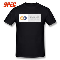 Casual T Shirts BTC & LTC Bitcoin & Litecoin Accepted Here Basic T-Shirt Men Relax Fit Short Sleeve Tee shirt - Crypto gear and stuff
