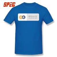 Casual T Shirts BTC & LTC Bitcoin & Litecoin Accepted Here Basic T-Shirt Men Relax Fit Short Sleeve Tee shirt - Crypto gear and stuff