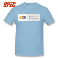 Casual T Shirts BTC & LTC Bitcoin & Litecoin Accepted Here Basic T-Shirt Men Relax Fit Short Sleeve Tee shirt - Crypto gear and stuff