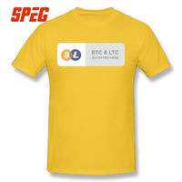 Casual T Shirts BTC & LTC Bitcoin & Litecoin Accepted Here Basic T-Shirt Men Relax Fit Short Sleeve Tee shirt - Crypto gear and stuff