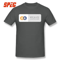 Casual T Shirts BTC & LTC Bitcoin & Litecoin Accepted Here Basic T-Shirt Men Relax Fit Short Sleeve Tee shirt - Crypto gear and stuff
