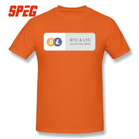 Casual T Shirts BTC & LTC Bitcoin & Litecoin Accepted Here Basic T-Shirt Men Relax Fit Short Sleeve Tee shirt - Crypto gear and stuff