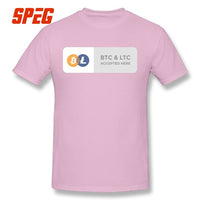 Casual T Shirts BTC & LTC Bitcoin & Litecoin Accepted Here Basic T-Shirt Men Relax Fit Short Sleeve Tee shirt - Crypto gear and stuff