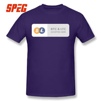 Casual T Shirts BTC & LTC Bitcoin & Litecoin Accepted Here Basic T-Shirt Men Relax Fit Short Sleeve Tee shirt - Crypto gear and stuff