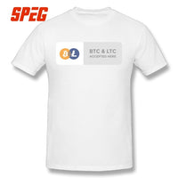 Casual T Shirts BTC & LTC Bitcoin & Litecoin Accepted Here Basic T-Shirt Men Relax Fit Short Sleeve Tee shirt - Crypto gear and stuff