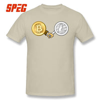 T-Shirt Litecoin Bitcoin are Friend Hand T Shirt Printing Crewneck - Crypto gear and stuff