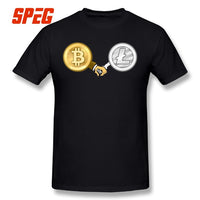 T-Shirt Litecoin Bitcoin are Friend Hand T Shirt Printing Crewneck - Crypto gear and stuff