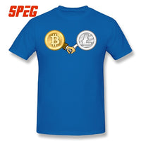 T-Shirt Litecoin Bitcoin are Friend Hand T Shirt Printing Crewneck - Crypto gear and stuff