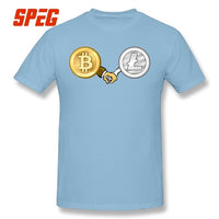 T-Shirt Litecoin Bitcoin are Friend Hand T Shirt Printing Crewneck - Crypto gear and stuff
