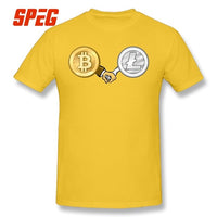 T-Shirt Litecoin Bitcoin are Friend Hand T Shirt Printing Crewneck - Crypto gear and stuff