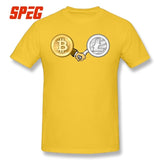 T-Shirt Litecoin Bitcoin are Friend Hand T Shirt Printing Crewneck - Crypto gear and stuff