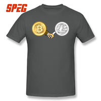 T-Shirt Litecoin Bitcoin are Friend Hand T Shirt Printing Crewneck - Crypto gear and stuff