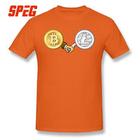 T-Shirt Litecoin Bitcoin are Friend Hand T Shirt Printing Crewneck - Crypto gear and stuff