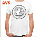 Tees Free Shipping White Plain Litecoin New T Shirt Teenage Round Neck Short Sleeve T-Shirt Brand Male Cool Tee Shirts Cotton - Crypto gear and stuff