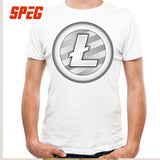 Tees Free Shipping White Plain Litecoin New T Shirt Teenage Round Neck Short Sleeve T-Shirt Brand Male Cool Tee Shirts Cotton - Crypto gear and stuff