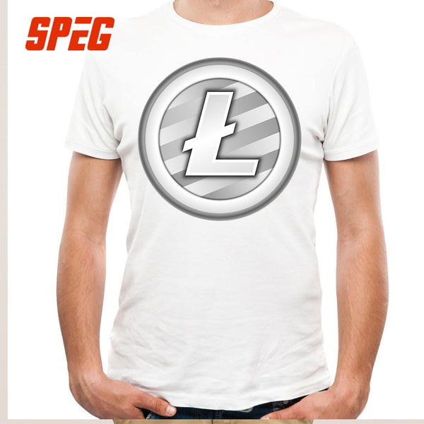 Tees Free Shipping White Plain Litecoin New T Shirt Teenage Round Neck Short Sleeve T-Shirt Brand Male Cool Tee Shirts Cotton - Crypto gear and stuff