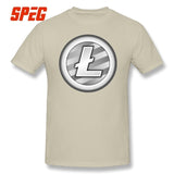 Tees Free Shipping White Plain Litecoin New T Shirt Teenage Round Neck Short Sleeve T-Shirt Brand Male Cool Tee Shirts Cotton - Crypto gear and stuff