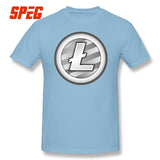 Tees Free Shipping White Plain Litecoin New T Shirt Teenage Round Neck Short Sleeve T-Shirt Brand Male Cool Tee Shirts Cotton - Crypto gear and stuff
