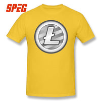 Tees Free Shipping White Plain Litecoin New T Shirt Teenage Round Neck Short Sleeve T-Shirt Brand Male Cool Tee Shirts Cotton - Crypto gear and stuff