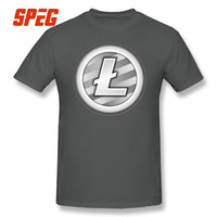 Tees Free Shipping White Plain Litecoin New T Shirt Teenage Round Neck Short Sleeve T-Shirt Brand Male Cool Tee Shirts Cotton - Crypto gear and stuff