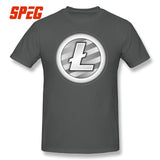 Tees Free Shipping White Plain Litecoin New T Shirt Teenage Round Neck Short Sleeve T-Shirt Brand Male Cool Tee Shirts Cotton - Crypto gear and stuff