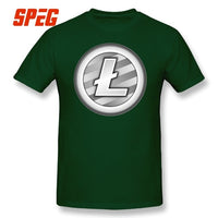 Tees Free Shipping White Plain Litecoin New T Shirt Teenage Round Neck Short Sleeve T-Shirt Brand Male Cool Tee Shirts Cotton - Crypto gear and stuff
