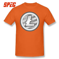 Tees Free Shipping White Plain Litecoin New T Shirt Teenage Round Neck Short Sleeve T-Shirt Brand Male Cool Tee Shirts Cotton - Crypto gear and stuff