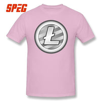 Tees Free Shipping White Plain Litecoin New T Shirt Teenage Round Neck Short Sleeve T-Shirt Brand Male Cool Tee Shirts Cotton - Crypto gear and stuff