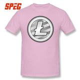 Tees Free Shipping White Plain Litecoin New T Shirt Teenage Round Neck Short Sleeve T-Shirt Brand Male Cool Tee Shirts Cotton - Crypto gear and stuff