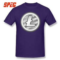 Tees Free Shipping White Plain Litecoin New T Shirt Teenage Round Neck Short Sleeve T-Shirt Brand Male Cool Tee Shirts Cotton - Crypto gear and stuff