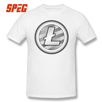 Tees Free Shipping White Plain Litecoin New T Shirt Teenage Round Neck Short Sleeve T-Shirt Brand Male Cool Tee Shirts Cotton - Crypto gear and stuff