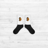 Bitcoin socks GOLD BLACK editon for men women buy today free shipping - Crypto gear and stuff